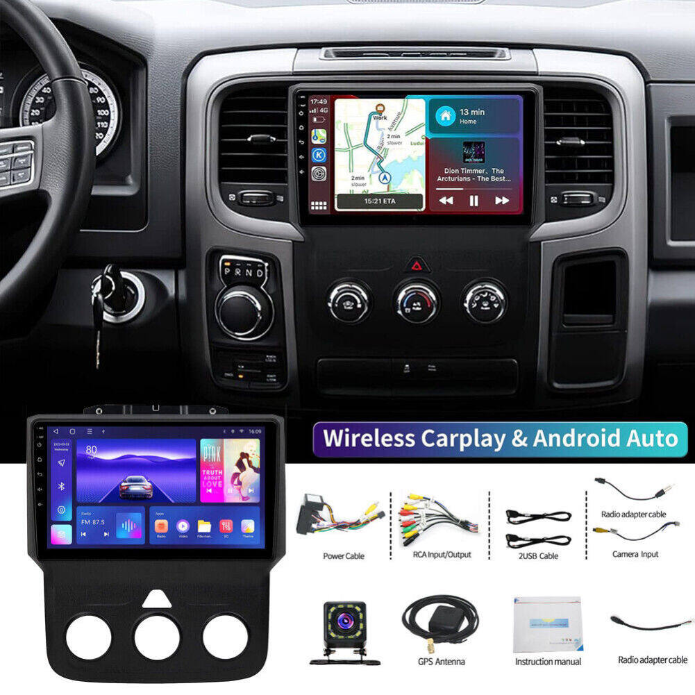2+32G Android 13 Car Stereo for Ram 1500 2500 3500 (2013โ2019), 9 Inch Touchscreen Radio with CarPlay & Android Auto, Backup Camera, GPS, FM/RDS, DSP, SWC