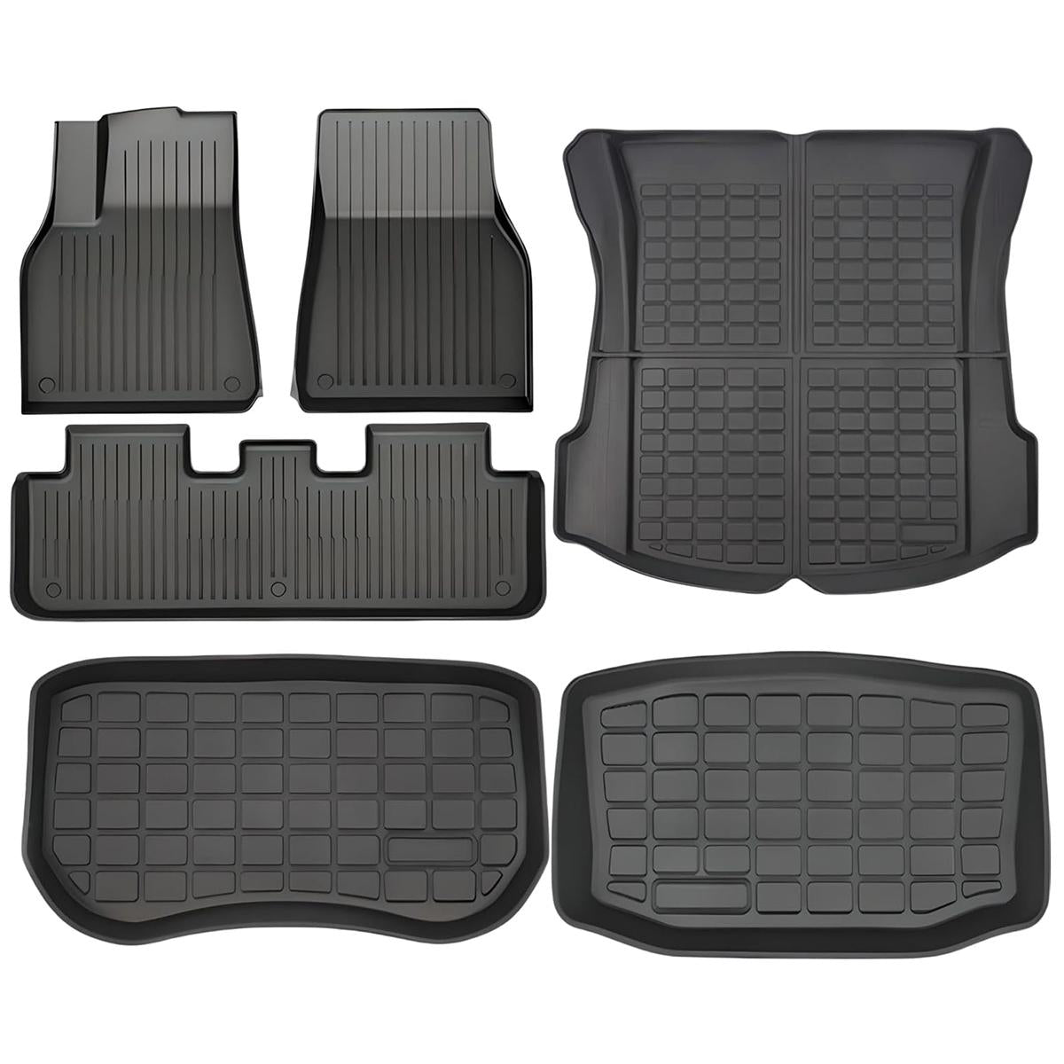 CarpartsX Premium 2021-2023 Tesla Model 3 Floor Mats 6-Piece Set | Extra-Thick TPE All-Weather Liners | Custom Fit, Pet & Child-Friendly Protection