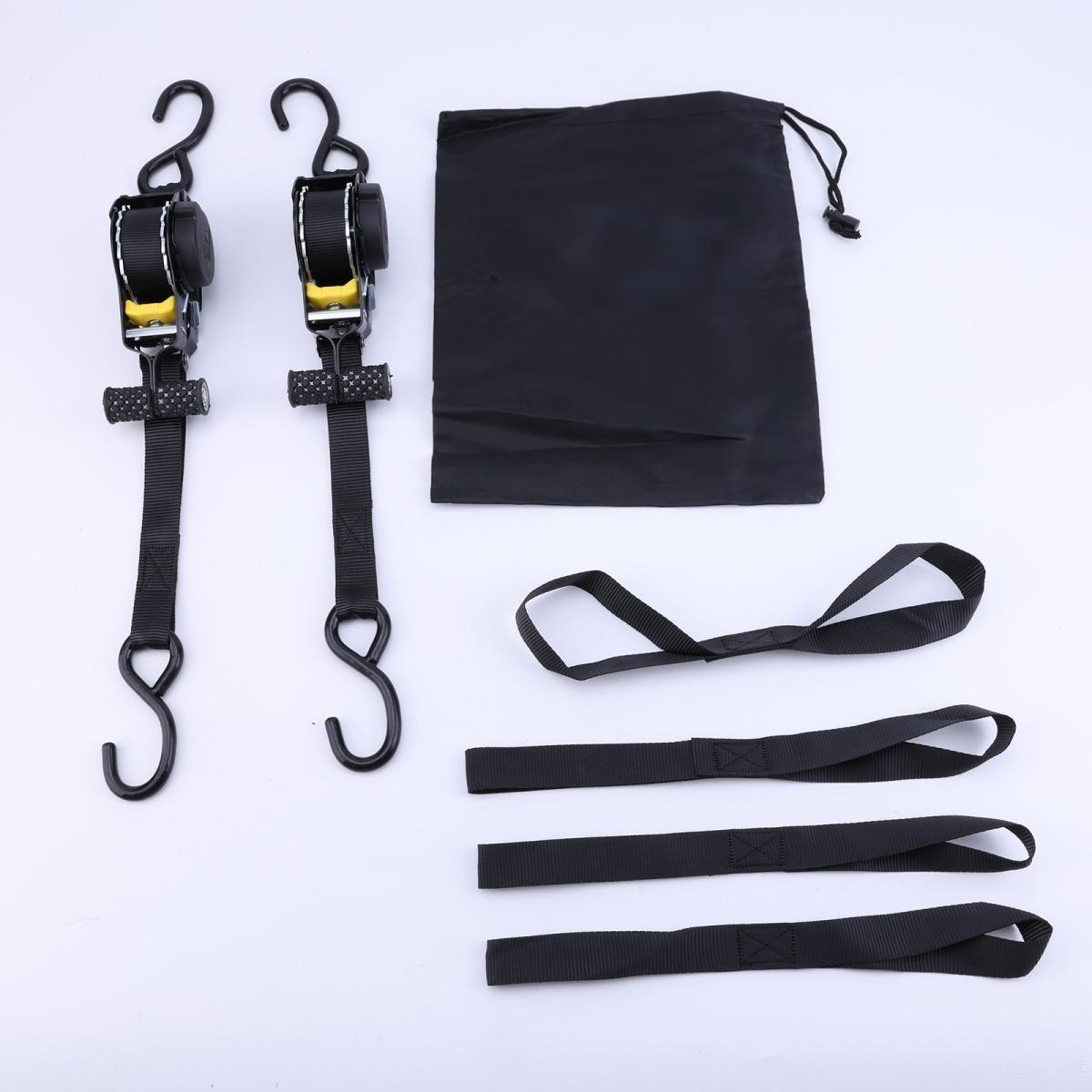 CarpartsX XiangE 2Pcs Retractable Ratchet Straps - Auto-Lock 1500lbs Capacity for Motorcycle Truck SUV Cargo Secure Tie Down Solution with S-Hooks