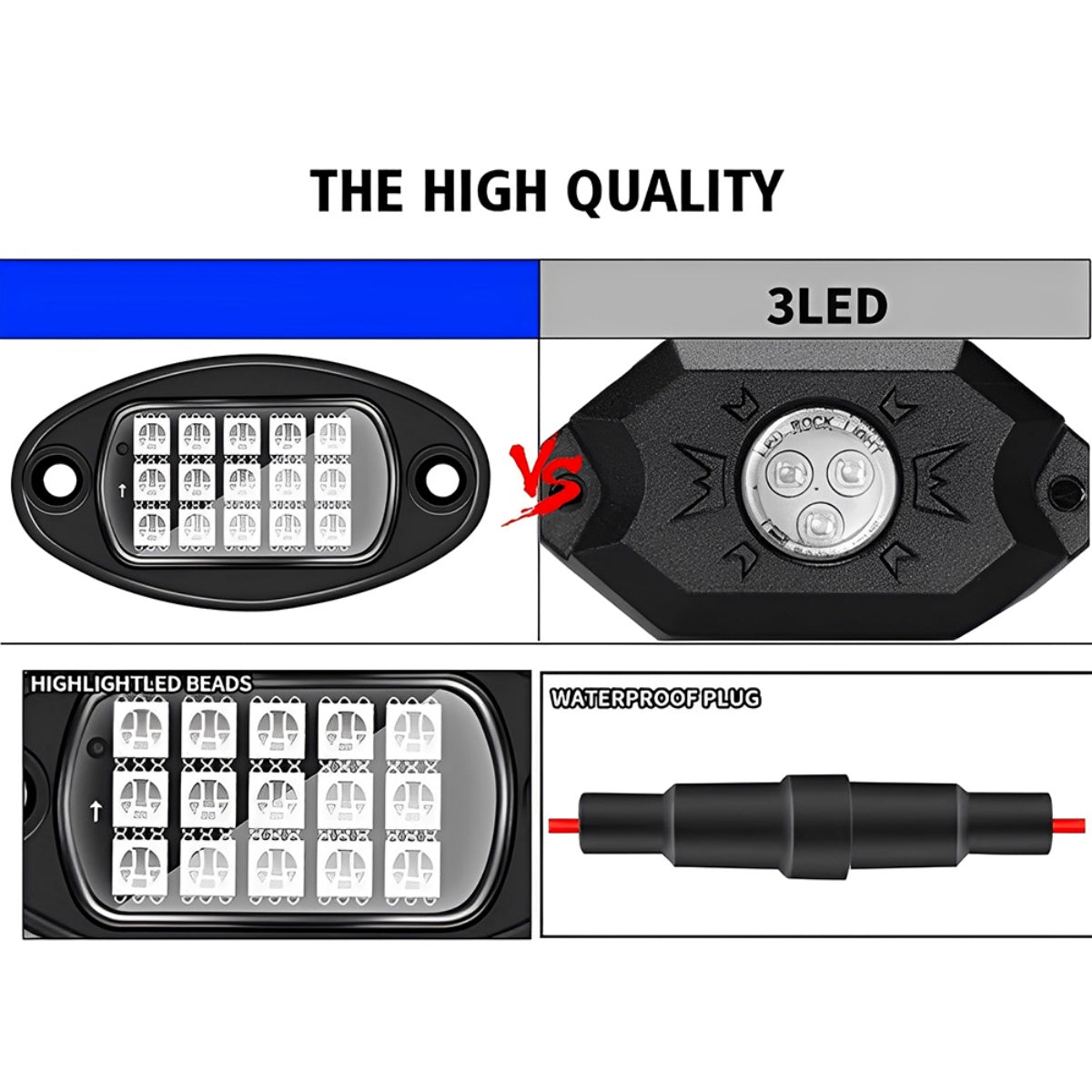 4 Pods RGB LED Rock Lights Kit with APP & Music Sync, Multicolor Underglow Neon Lights for Trucks, ATV, UTV, SUV, Off-Road, 12V