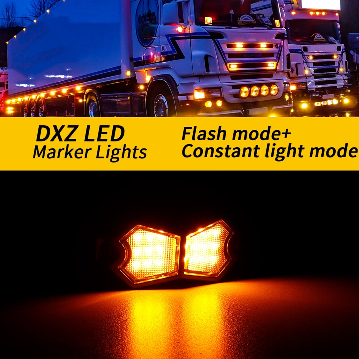 CarpartsX 210° LED Rock Light with 24 SMD Chips & 4m Cable, IP67 Waterproof Wide-Angle Marker Lamp, 6000K Flashing/Steady Mode for Trucks, Trailers, SUVs, UTVs