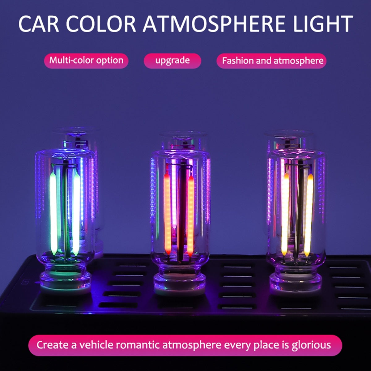 CarpartsX Car USB LED Night Light, Touch Dimmable Glass Bottle Lamp, Portable Mini Ambient Light Plug & Play for Auto Interior or Bedroom Decor