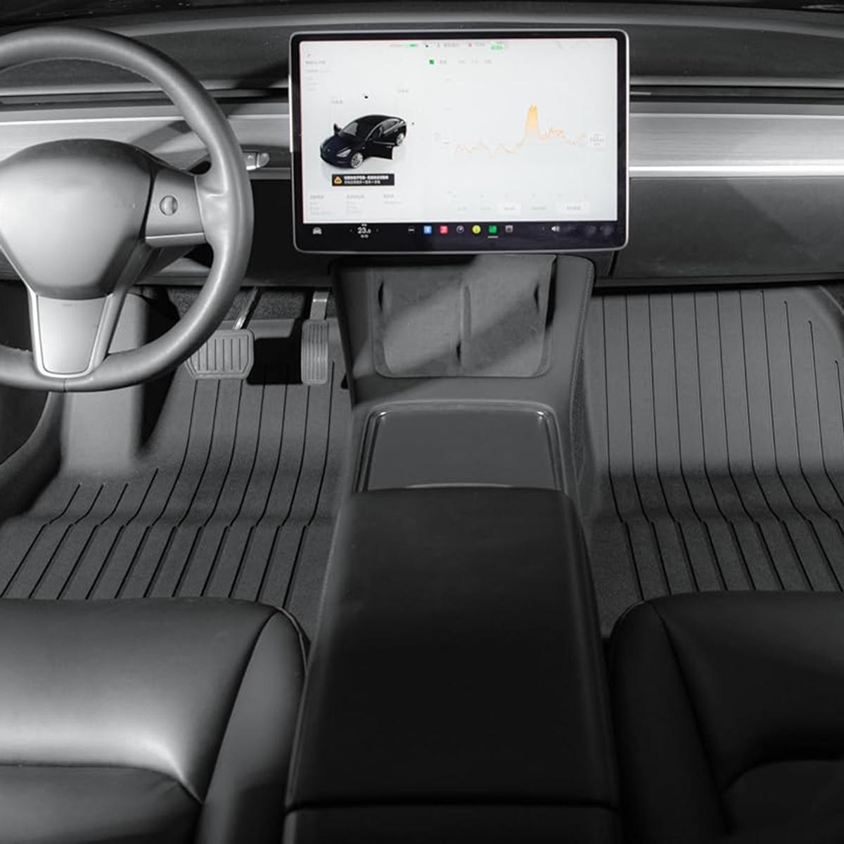 CarpartsX Premium 2021-2023 Tesla Model 3 Floor Mats 6-Piece Set | Extra-Thick TPE All-Weather Liners | Custom Fit, Pet & Child-Friendly Protection