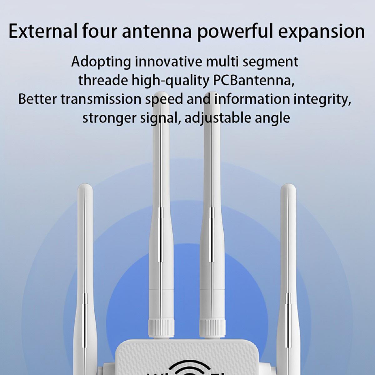 CarpartsX WiFi Extender Booster 1200Mbps – Band 5G Wireless Signal Repeater with 4/6 Antennas, Plug & Play Amplifier for Home Office, US Plug