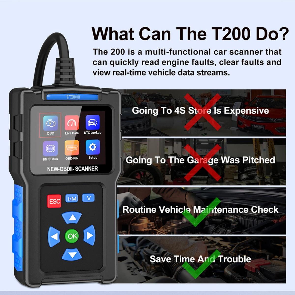 CarpartsX OBD2 Scanner Car Diagnostic Tool – Read & Clear Engine Error Codes, Check CEL, Emissions Readiness Check for All OBDII Vehicles