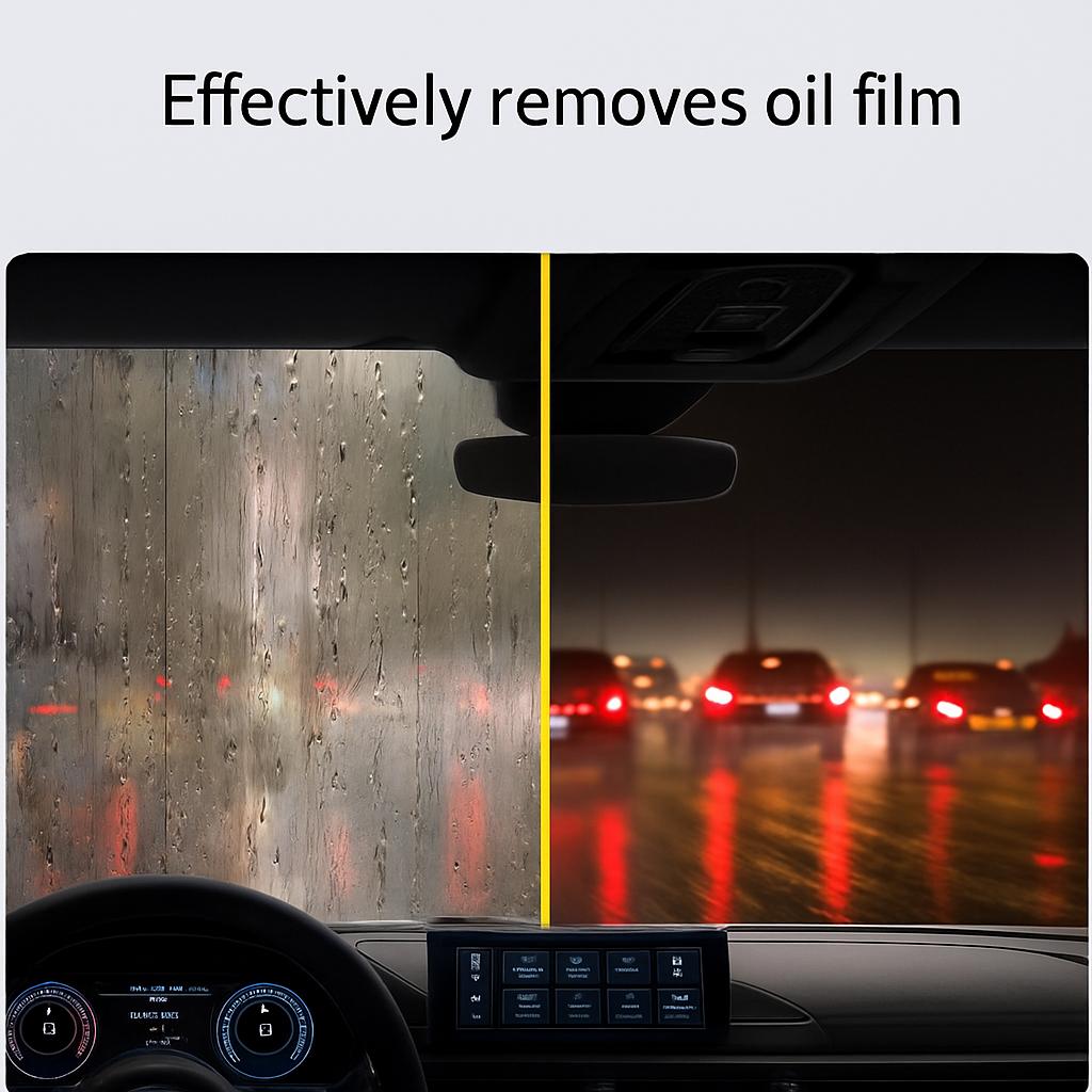 CarpartsX 120ml Automotive Glass Cleaner, Oil Film Remover with Reusable Brush, Anti-Fog & Water-Repellent for Car Windshield & Windows
