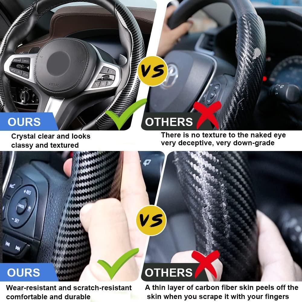 CarpartsX Universal Leather Steering Wheel Cover for Fall Gift, 1 Set Durable Non-slip Steering Wheel Protector, Car Interior Accessories, Fits 99% of Cars, Car Accessories, Gift for Girlfriend - CarpartsX universal automotive interior accessory