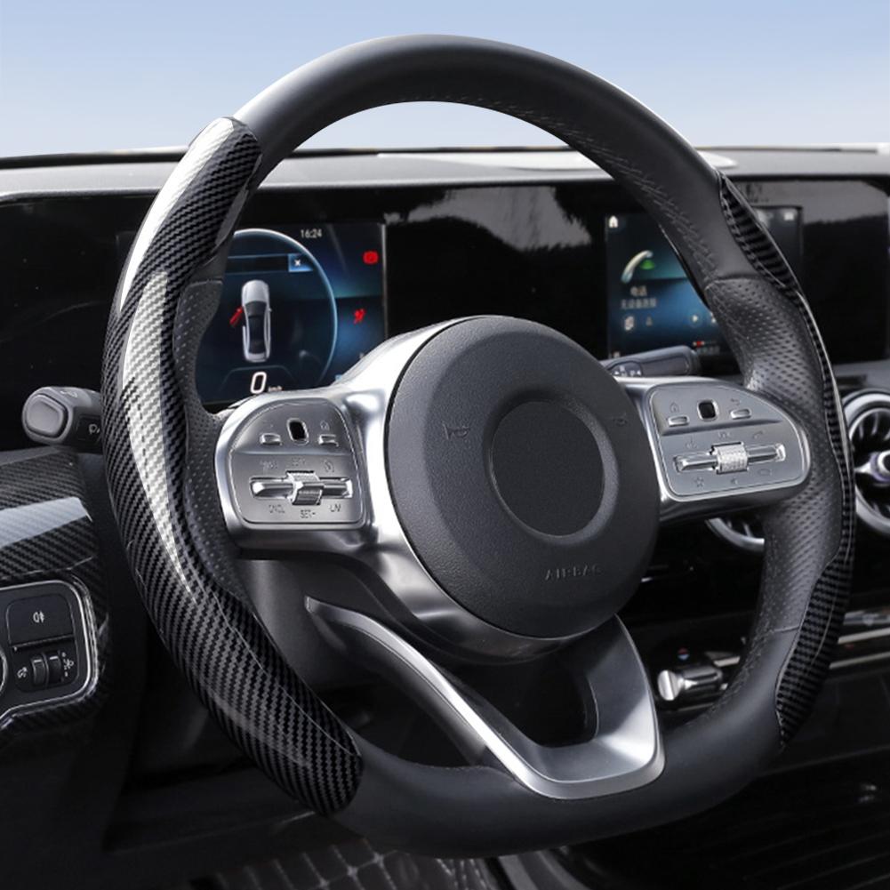 CarpartsX Universal Leather Steering Wheel Cover for Fall Gift, 1 Set Durable Non-slip Steering Wheel Protector, Car Interior Accessories, Fits 99% of Cars, Car Accessories, Gift for Girlfriend - CarpartsX universal automotive interior accessory