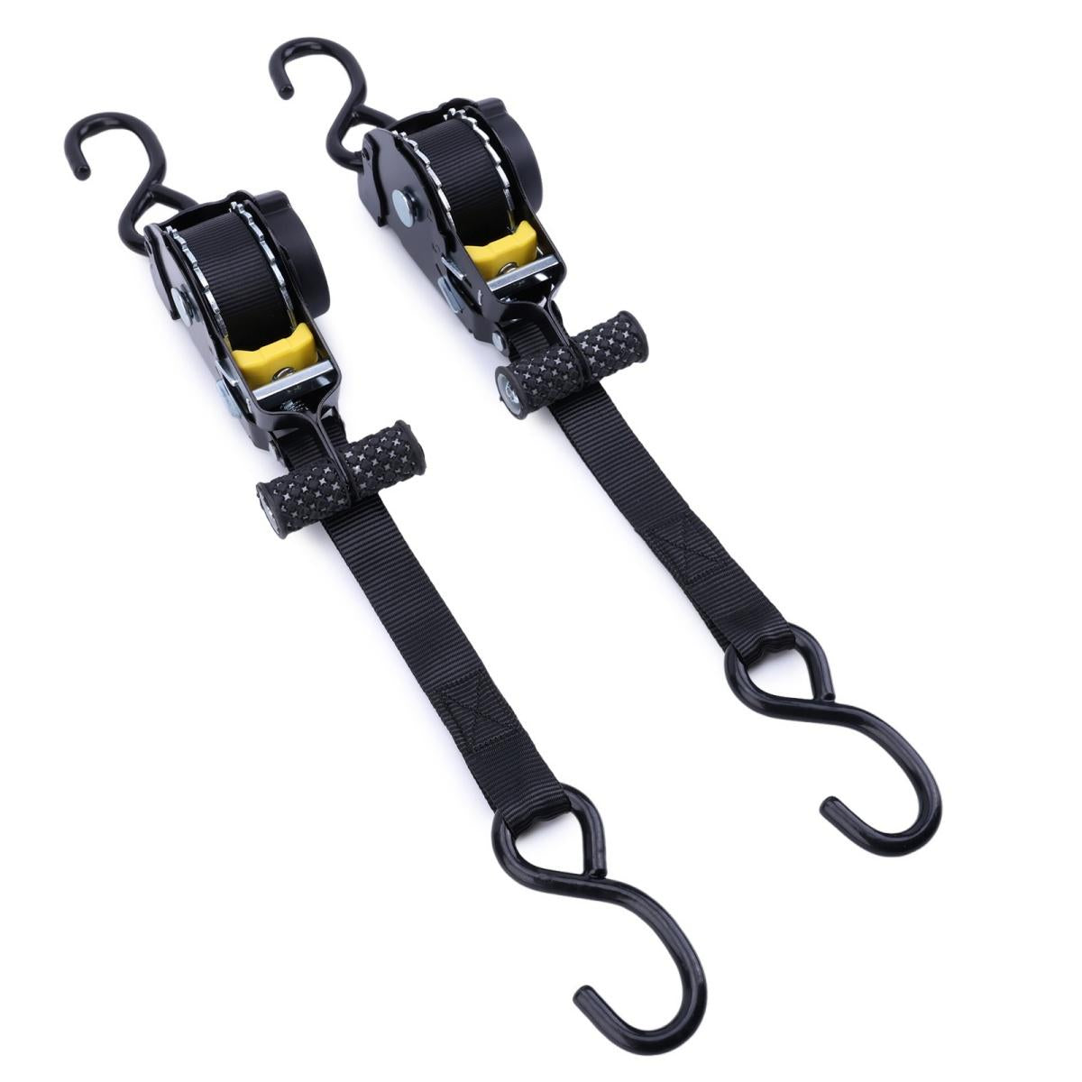 CarpartsX XiangE 2Pcs Retractable Ratchet Straps - Auto-Lock 1500lbs Capacity for Motorcycle Truck SUV Cargo Secure Tie Down Solution with S-Hooks