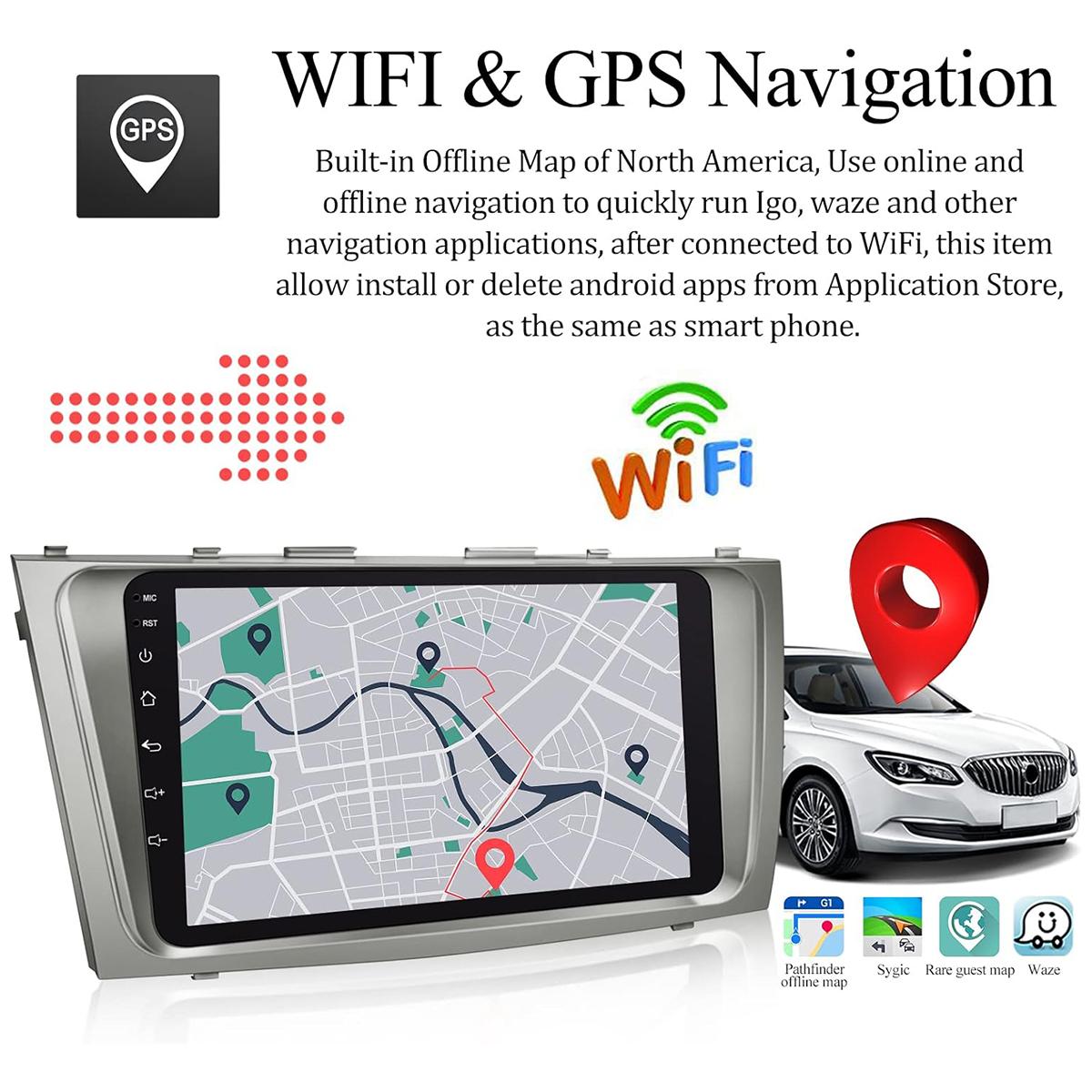 CarpartsX Android 13 Car Stereo for 2007-2011 Toyota Camry – 9" Touchscreen, Wireless CarPlay & Android Auto, WiFi, GPS, SWC, 2+32GB, Bluetooth, Backup Camera