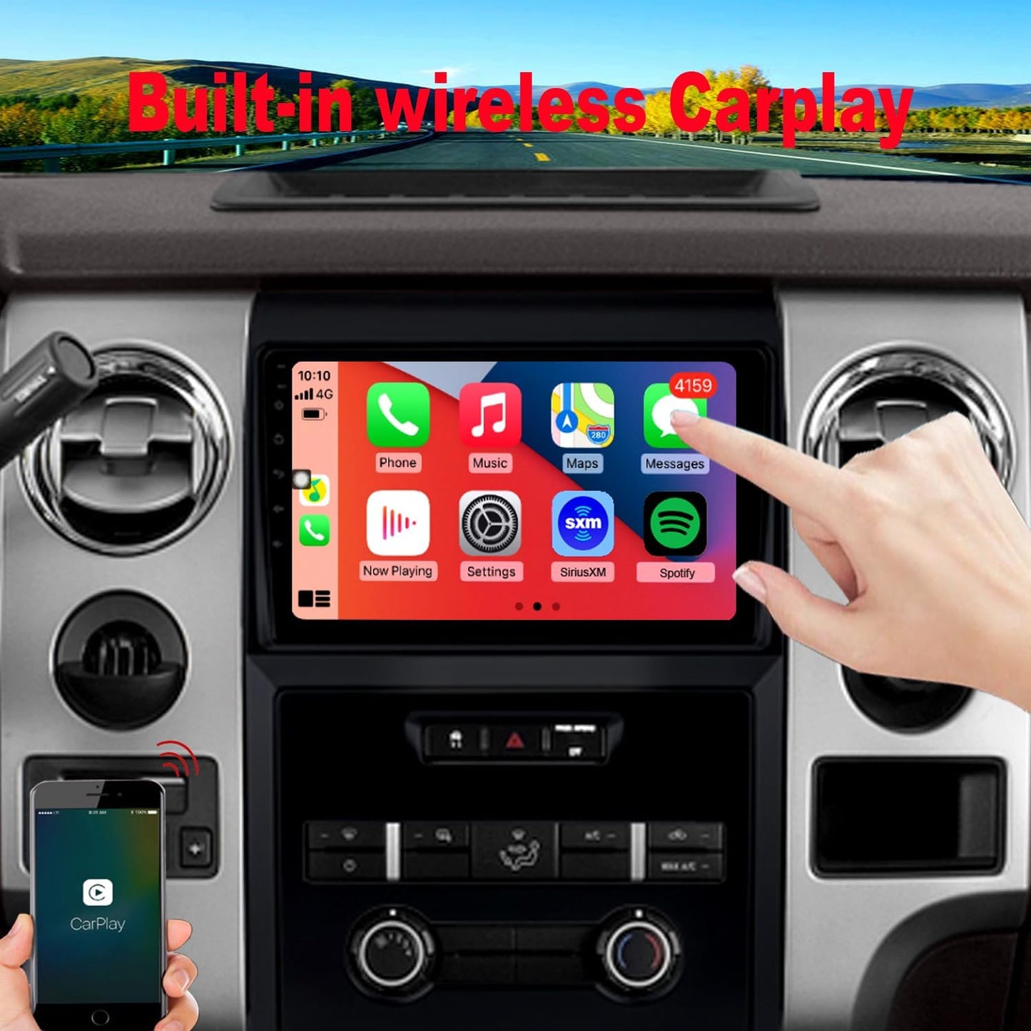 CarpartsX 9" Android 13 Car Stereo for Ford F150 (2009-2014) - Wireless CarPlay, Android Auto, GPS, DSP, Bluetooth, SWC, 4GB+64GB, AHD Camera&Mic