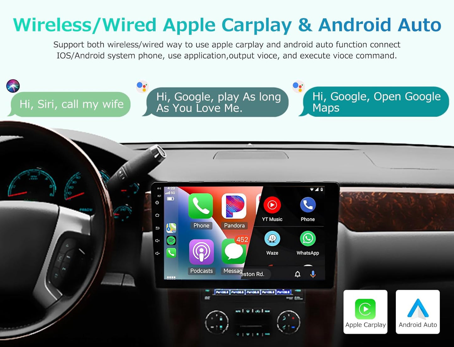 CarpartsX 10.1Inch Car Stereo Radio Car-play GPS Navigation Android 13 Compatible for Express Van 2008-2011
