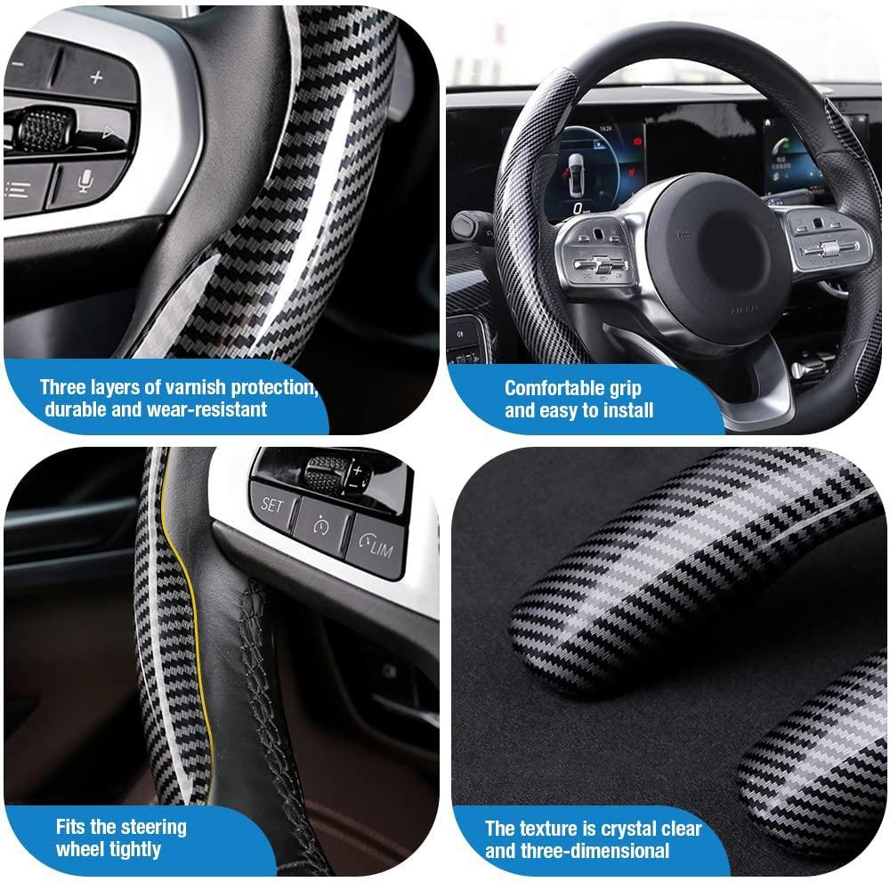 CarpartsX Universal Leather Steering Wheel Cover for Fall Gift, 1 Set Durable Non-slip Steering Wheel Protector, Car Interior Accessories, Fits 99% of Cars, Car Accessories, Gift for Girlfriend - CarpartsX universal automotive interior accessory