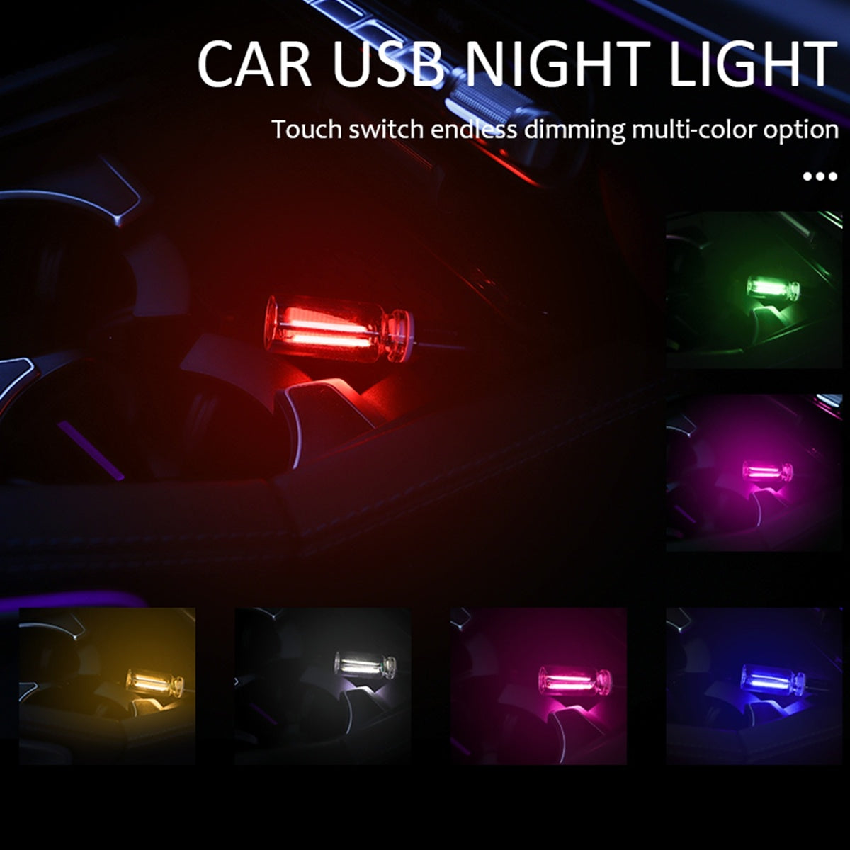 CarpartsX Car USB LED Night Light, Touch Dimmable Glass Bottle Lamp, Portable Mini Ambient Light Plug & Play for Auto Interior or Bedroom Decor