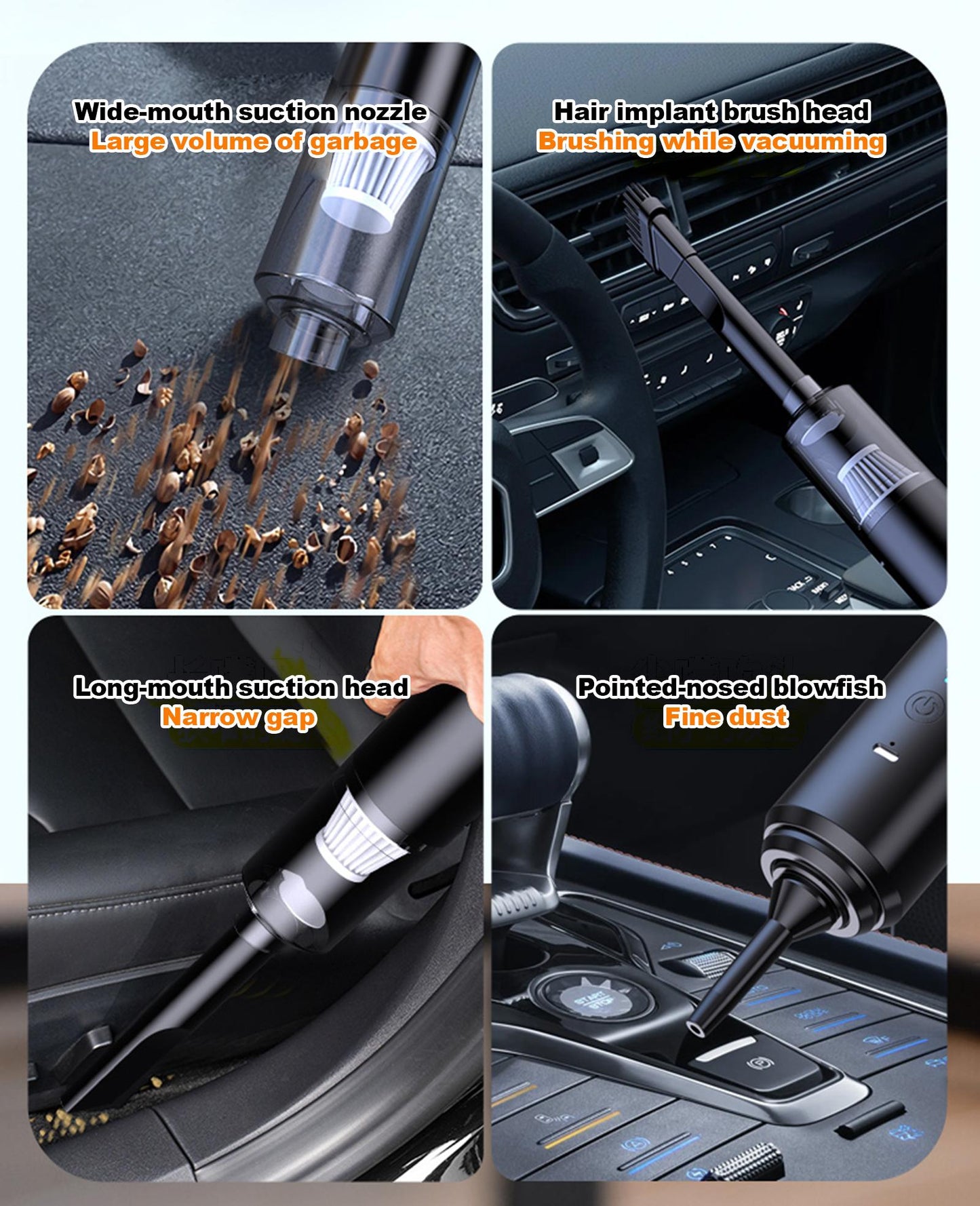 CarpartsX Power Brand 4000Pa Cordless Vacuum Cleaner Wet Dry Inflator for Car & Home No Warranty Included High-Power Handheld Car Vacuum Cleaner