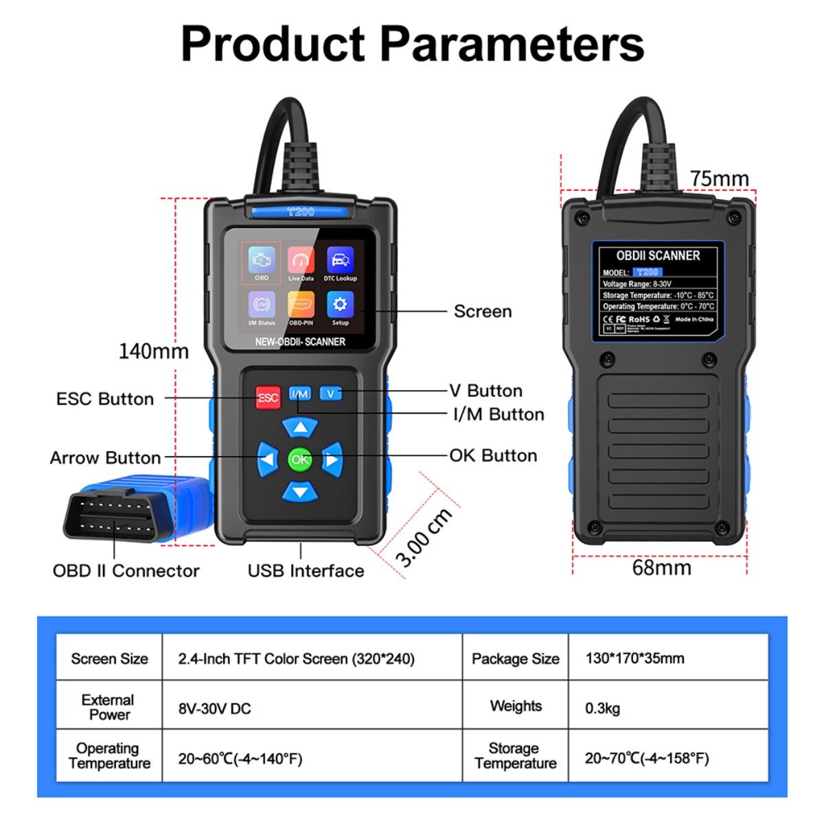 CarpartsX OBD2 Scanner Car Diagnostic Tool – Read & Clear Engine Error Codes, Check CEL, Emissions Readiness Check for All OBDII Vehicles