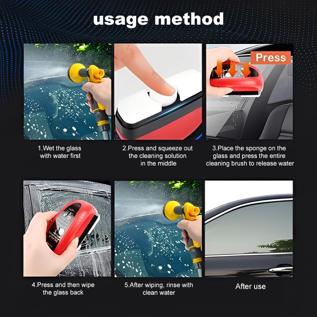 CarpartsX 120ml Automotive Glass Cleaner, Oil Film Remover with Reusable Brush, Anti-Fog & Water-Repellent for Car Windshield & Windows
