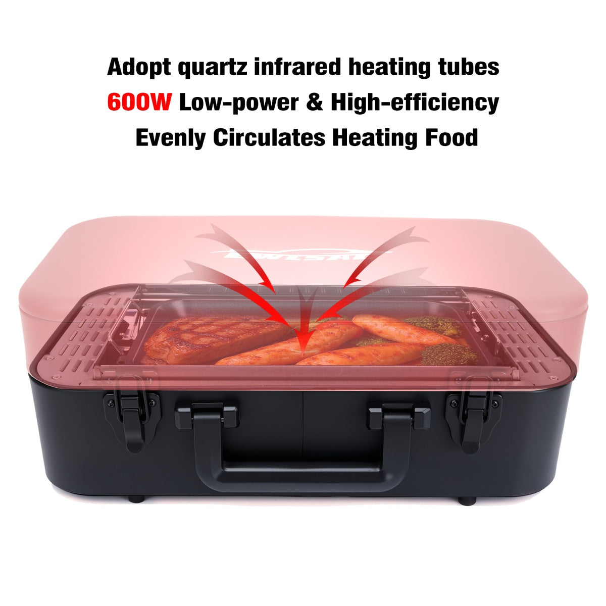 CarpartsX Portable Smokeless Electric Grill for Outdoor, Infrared Quartz Heating, Nonstick, Adjustable 480-550°F, Fast Cooking for Steak, Chicken & Sausages