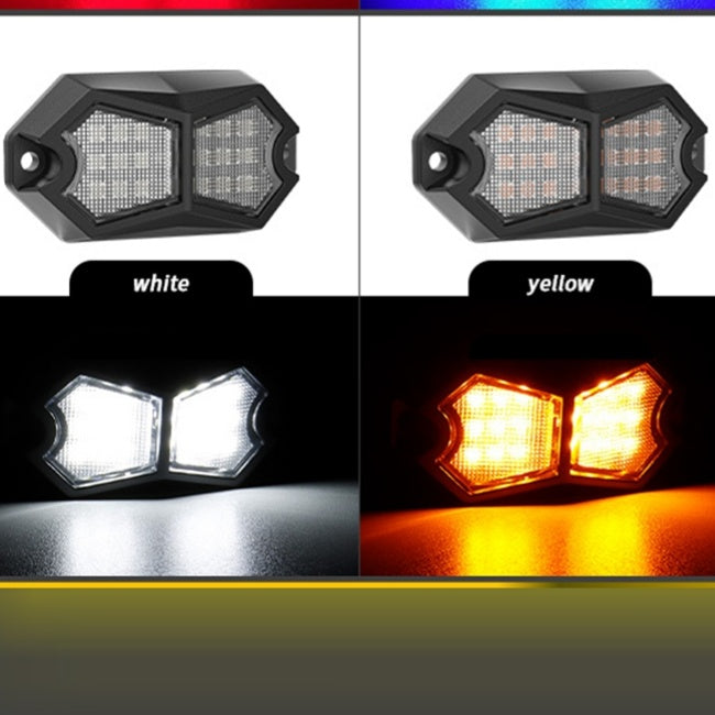 CarpartsX 210° LED Rock Light with 24 SMD Chips & 4m Cable, IP67 Waterproof Wide-Angle Marker Lamp, 6000K Flashing/Steady Mode for Trucks, Trailers, SUVs, UTVs