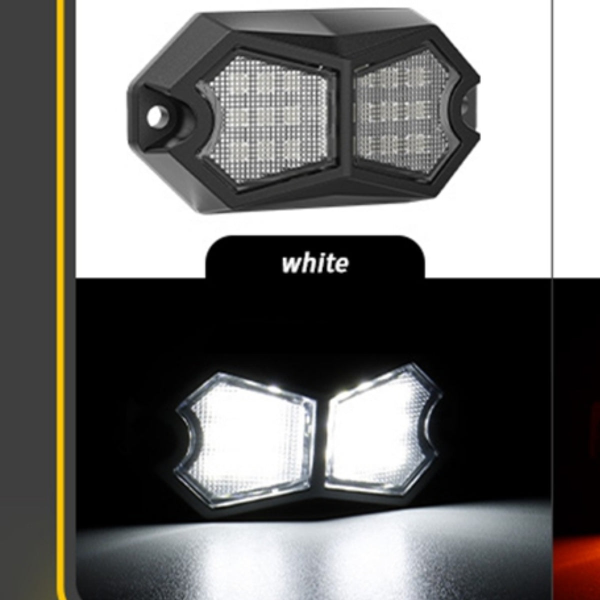 CarpartsX 210° LED Rock Light with 24 SMD Chips & 4m Cable, IP67 Waterproof Wide-Angle Marker Lamp, 6000K Flashing/Steady Mode for Trucks, Trailers, SUVs, UTVs