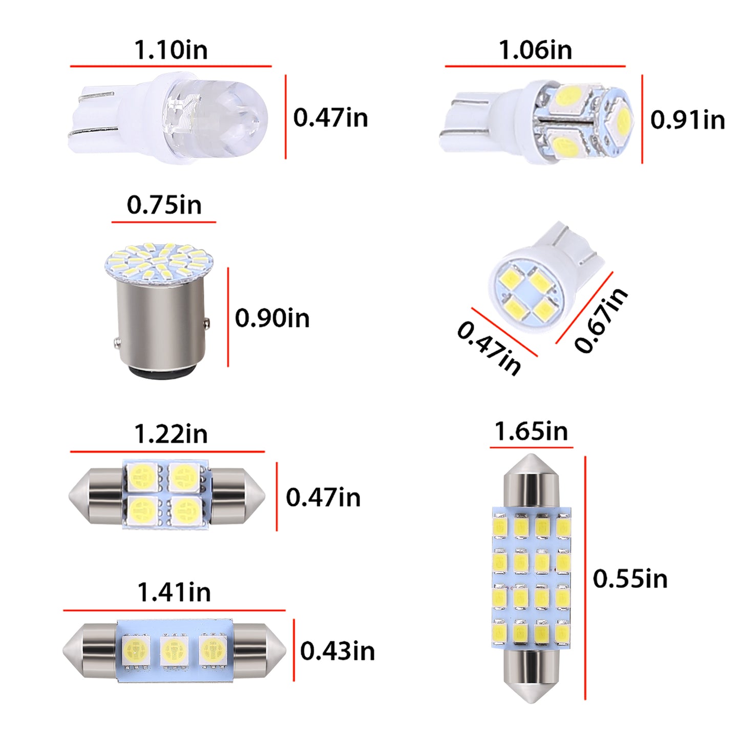 CarpartsX 42pcs LED Combination Kit: T10, Reading, License Plate & Interior Lights – Waterproof, Durable, Easy Installation, Offroad Round LED Light Pods Car