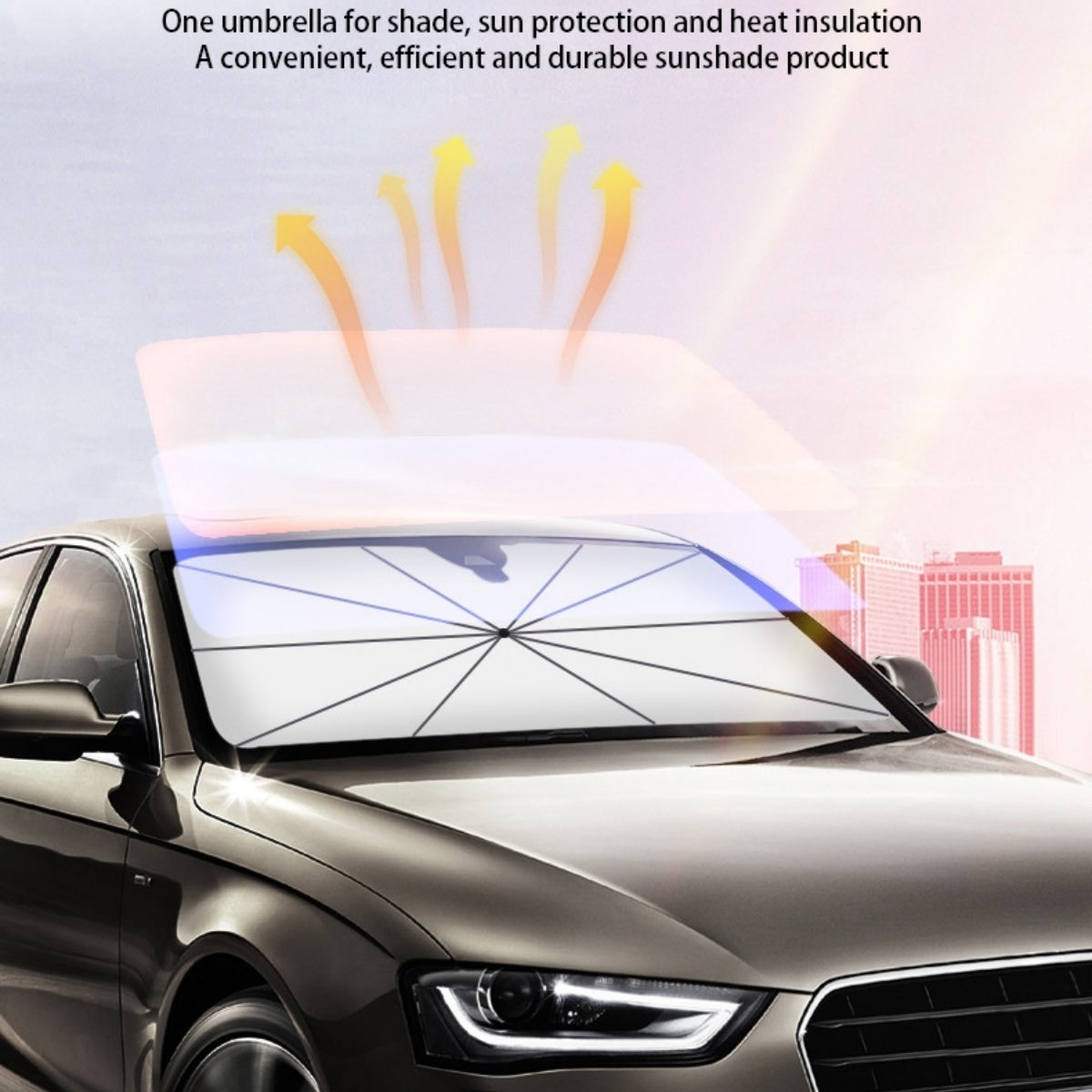 CarpartsX Foldable Anti-UV Windshield Sunshade, Heat Protective Car Umbrella for Front Window, Multipurpose for Sedan & SUVs, Automotive Exterior Accessories for Men & Women, Vehicle Car Stuff Magnetic Double Layer Car Window Shades