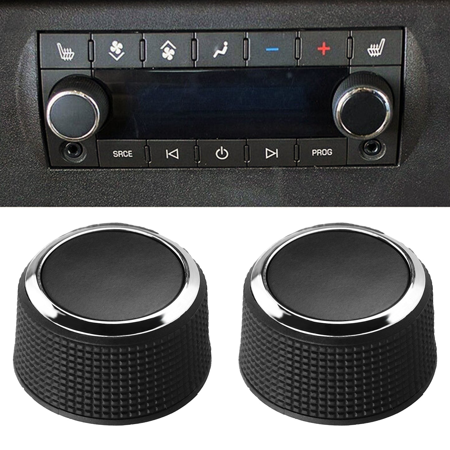 CarpartsX 2PCS Rear Audio Control Knobs Compatible with Escalade, Enclave, Tahoe, Chevrolet, GMC - Part# 22912547