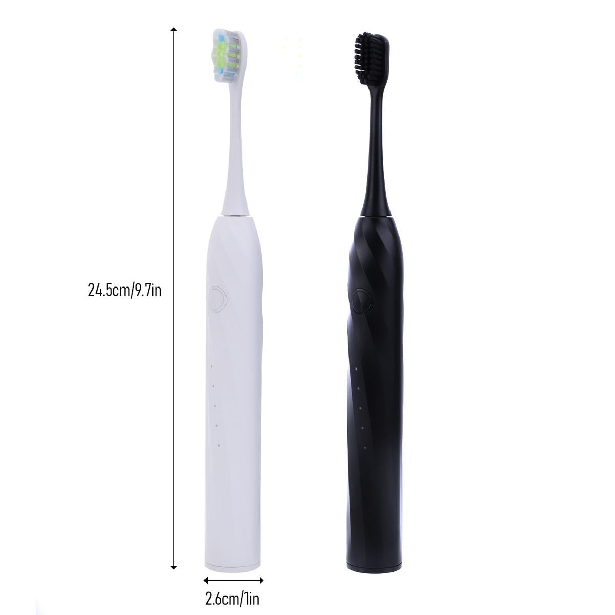 CarpartsX 2 Counts Electric Toothbrush Set, USB-C Rechargeable, 5 Modes, 30-Day Battery, 40,000 VPM, 4 Brush Heads(Black & White) Ideal for Home & Gift