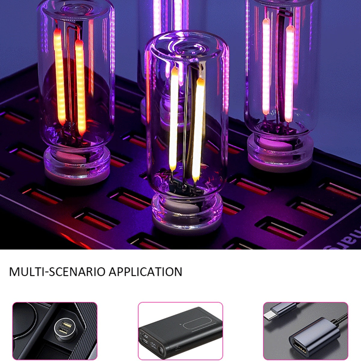 CarpartsX Car USB LED Night Light, Touch Dimmable Glass Bottle Lamp, Portable Mini Ambient Light Plug & Play for Auto Interior or Bedroom Decor