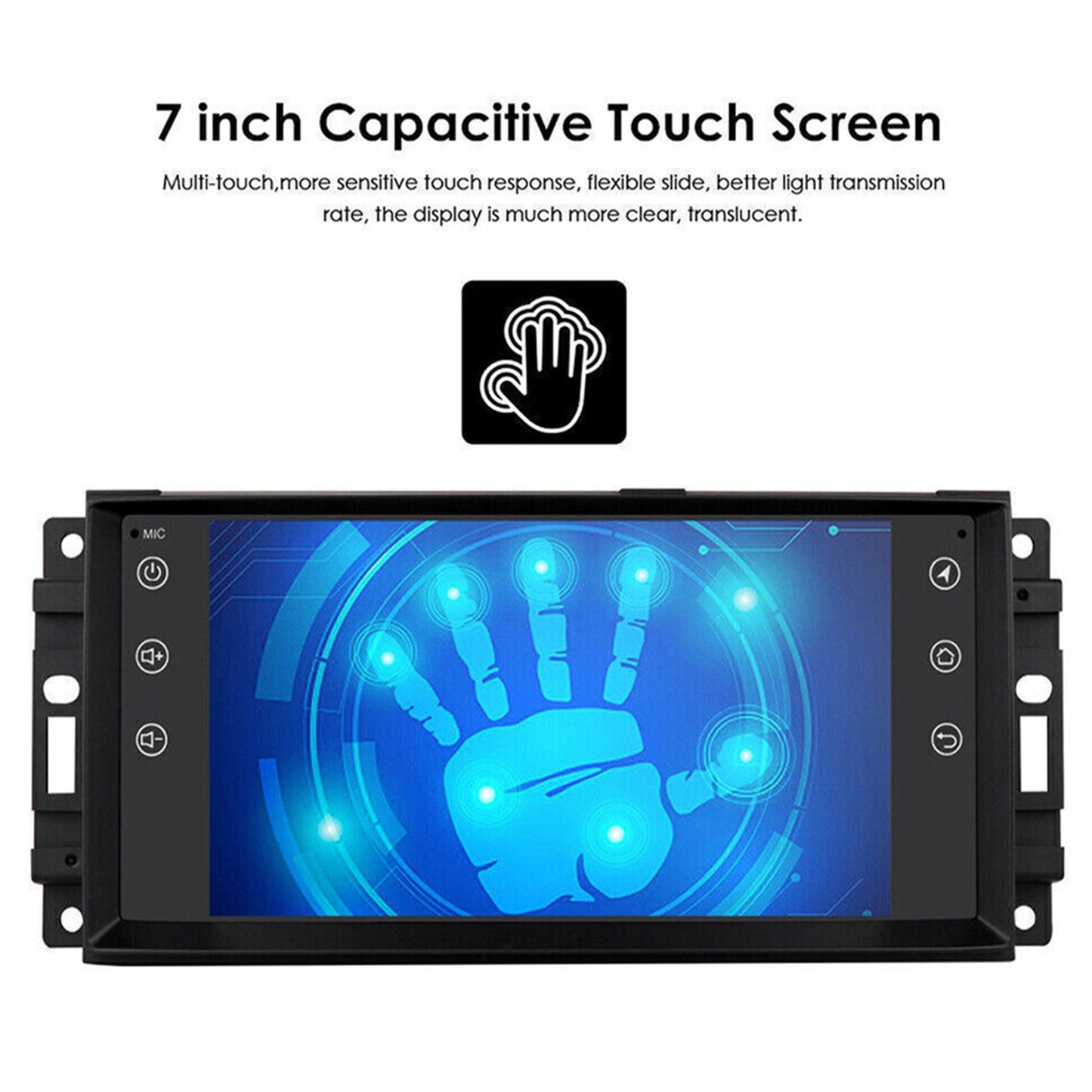 CarpartsX 7" Android 13 Car Stereo for Jeep, Chrysler, Dodge - Wireless CarPlay, Android Auto, GPS, 2GB+32GB, 12 LED Lights, AHD Camera, Bluetooth