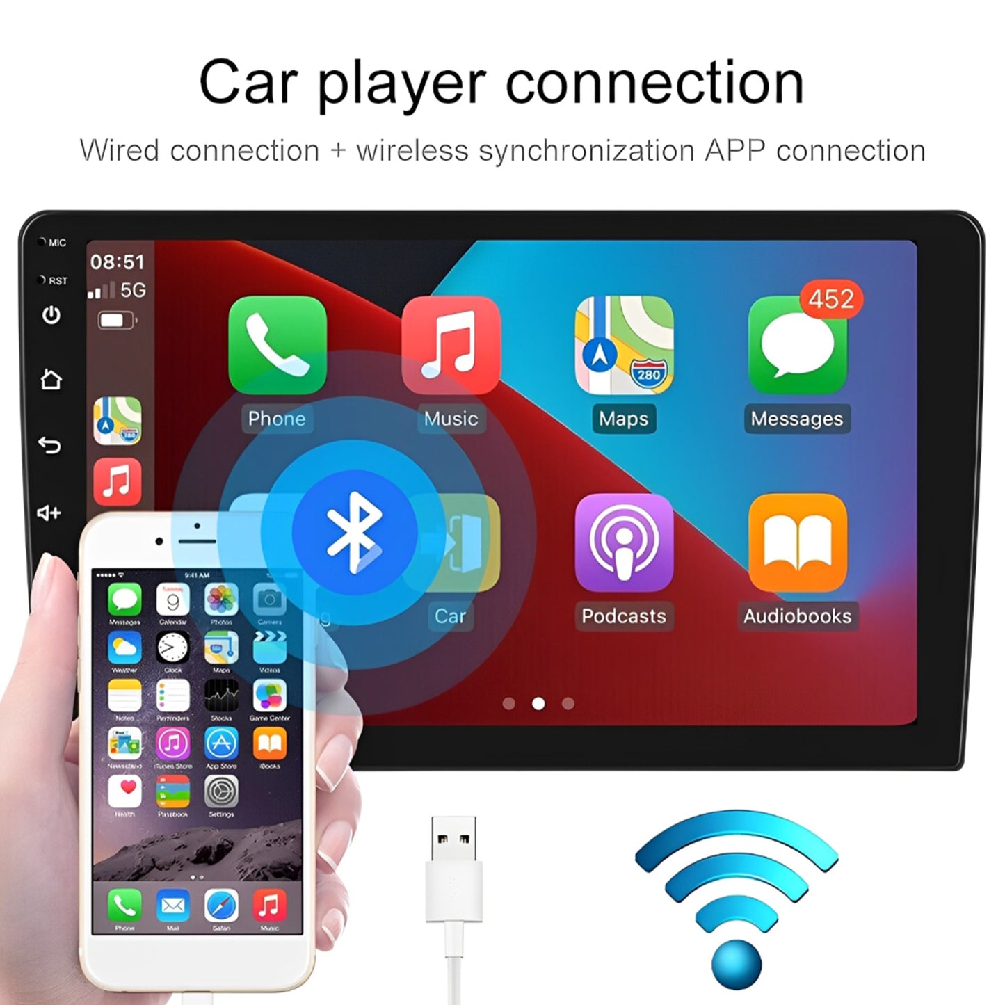 CarpartsX Android 13 Car Stereo for Honda Accord (2008-2013) - 10.1" IPS Touch Screen, CarPlay, Android Auto, 2GB+32GB, AHD Camera, SWC, MirrorLink