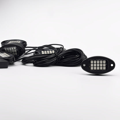 4 Pods RGB LED Rock Lights Kit with APP & Music Sync, Multicolor Underglow Neon Lights for Trucks, ATV, UTV, SUV, Off-Road, 12V