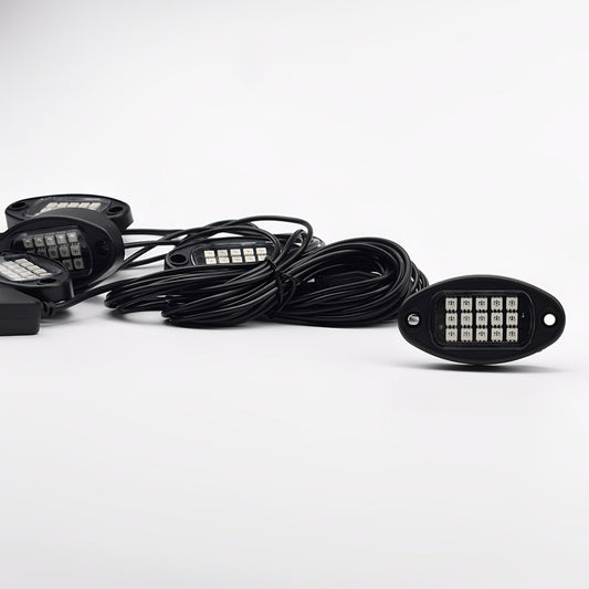 4 Pods RGB LED Rock Lights Kit with APP & Music Sync, Multicolor Underglow Neon Lights for Trucks, ATV, UTV, SUV, Off-Road, 12V