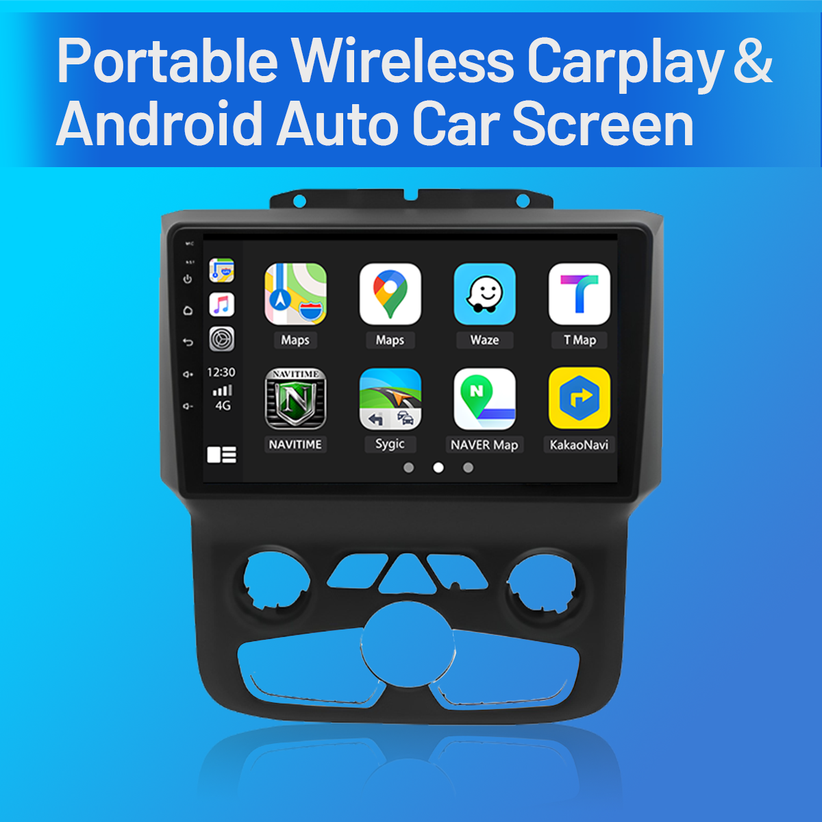 CarpartsX 9-Inch IPS Touchscreen Android 12 Car Stereo for Dodge RAM 1500/2500/3500 2013-2018 with Wireless CarPlay & Android Auto 2+32GB Car Radio, Support GPS, WiFi, Bluetooth, FM, Backup Camera, (Auto AC)