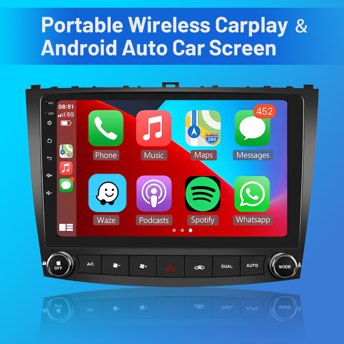 CarpartsX Android 13 Car Radio Stereo for Lexus IS250 IS300 IS200 IS220 IS350 2005-2012 Wireless CarPlay Android Auto GPS Navigation 10 inch Touch Screen Bluetooth WiFi Unit Back Camera