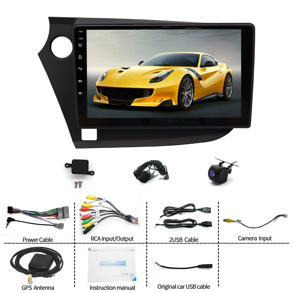 CarpartsX Applicable to 09-14 Honda Insight (left peptide) Android 13 car navigation 9 inches built-in Carplay + Android auto / 4 + 64G + AHD camera + microphone