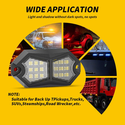 CarpartsX 210° LED Rock Light with 24 SMD Chips & 4m Cable, IP67 Waterproof Wide-Angle Marker Lamp, 6000K Flashing/Steady Mode for Trucks, Trailers, SUVs, UTVs