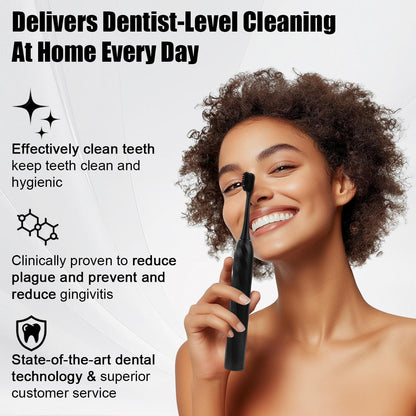 CarpartsX 2 Counts Electric Toothbrush Set, USB-C Rechargeable, 5 Modes, 30-Day Battery, 40,000 VPM, 4 Brush Heads(Black & White) Ideal for Home & Gift