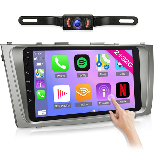 CarpartsX Car Navigation Player for Carplay/Android Auto 9 Inch Automobile Player Android 11 Bluetooth GPS Navigation Car Music Player Compatible for Camry 2007-2011