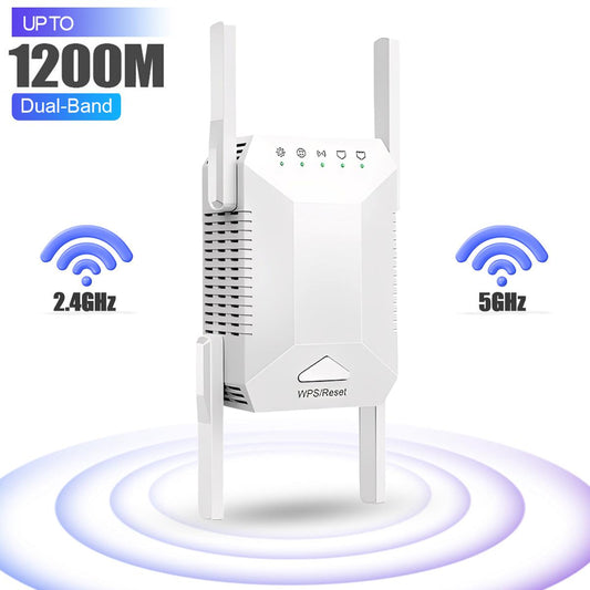 Premium WiFi Extender,1200Mbps Dual Band (5GHz/2.4GHz) Signal Booster, Covers 10,000 sq. ft & 50 Devices, Repeater with Ethernet Port for Home, Gifts