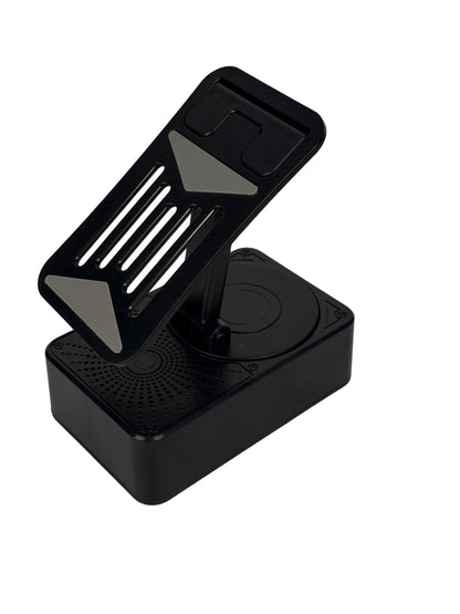 CarpartsX Cell Phone Holder 3 in 1 Bluetooth Smart Rotating Cell Phone Stand with Speaker Adjustable Phone Holder Longer Battery Life Charging Type-C Phone Stand for Women Men Gifts
