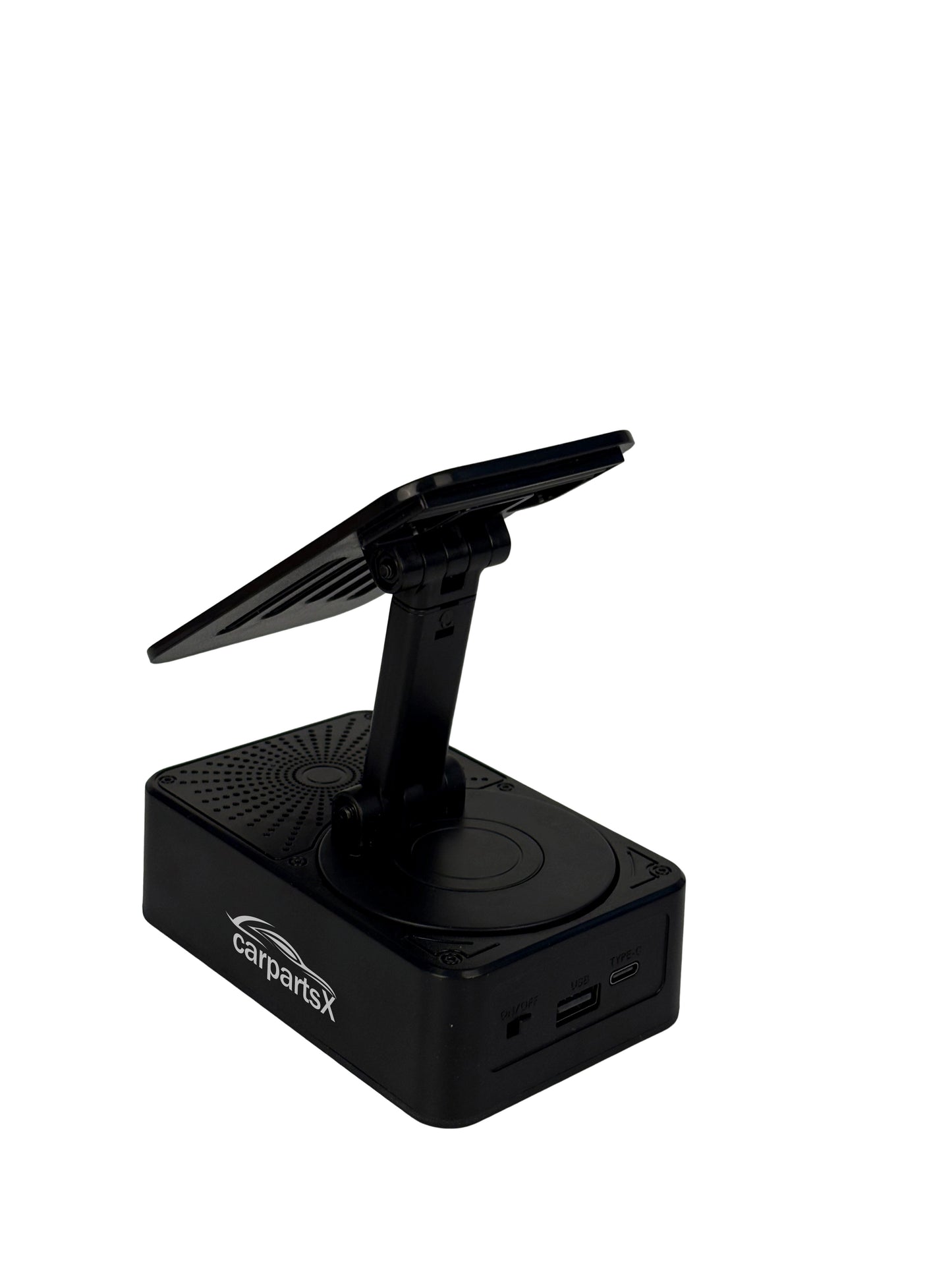 CarpartsX Cell Phone Holder 3 in 1 Bluetooth Smart Rotating Cell Phone Stand with Speaker Adjustable Phone Holder Longer Battery Life Charging Type-C Phone Stand for Women Men Gifts