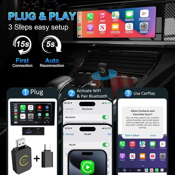 CarpartsX Mini Wireless CarPlay Adapter