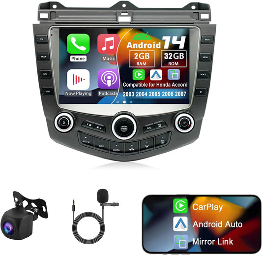 CarpartsX 9Inch Car Stereo Radio Car-play GPS Navi Compatible for Accord 2003-2007 Android 14