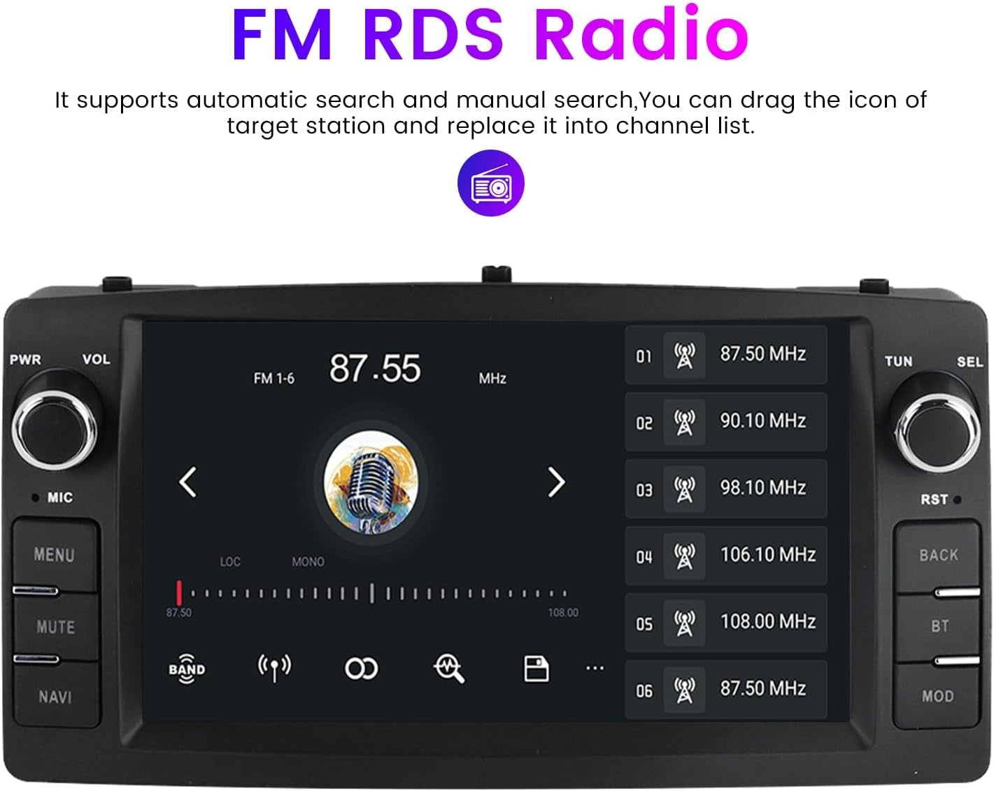 7" Android 13 Car Stereo for Toyota Corolla 2000-2006 – 4GB+64GB, Wireless CarPlay & Android Auto, GPS, Bluetooth, WiFi, FM, AHD Camera
