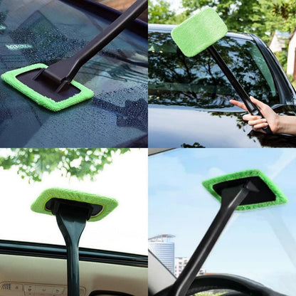 CarpartsX Car Windshield Cleaning Tool| Window Cleaning Kit With 180° Rotatable Head+ 5 Reusable Microfiber Pads|Auto Washing Brush for Car,Trucks, SUVs & Home Windows