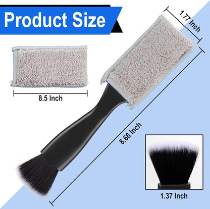 Double Head Car Cleaning Brush – Soft Interior Detailing Duster for Air Vents, Dashboard, Screens & Auto Accessories (Blue & Black)