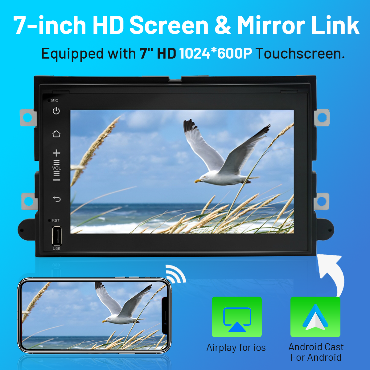 CarpartsX 04-14 Ford F250 Android 13 Autonavigation 7 Zoll integriertes Carplay + Android Auto / 2 + 32G 