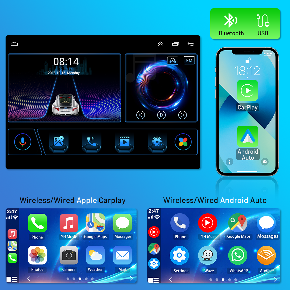 CarpartsX Car Stereo Radio for Chevrolet Silverado & GMC Sierra 2014 2015 2016 2017 2018, Android 13 2G +64G Wireless CarPlay Android Auto, 10 inch Silverado Radio Voice Control/GPS Navigation/FM Radio/SWC