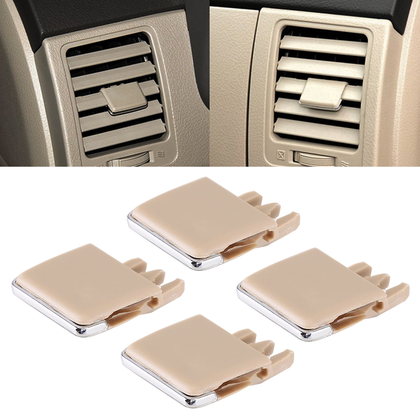 CarpartsX 4Pcs/Set Beige Auto Air Conditioning A/C Vent Blade Slice Clip Kit Compatible for Toyota Corolla